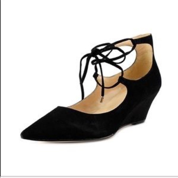 suede lace up wedges